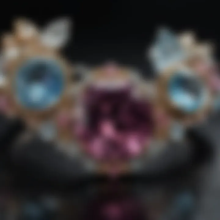 Luxurious gemstone arrangement on a velvet background