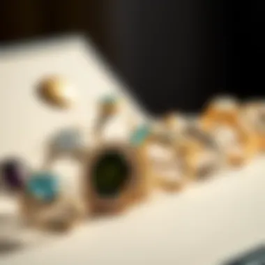 A collection of various rings displayed