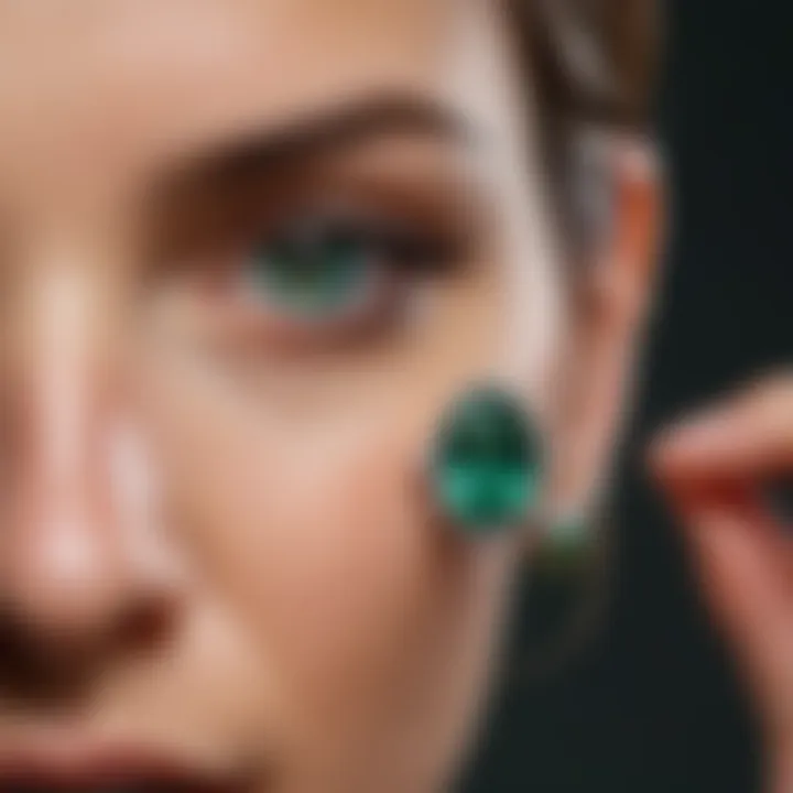 Close-up of a jeweler examining the cut and clarity of an emerald