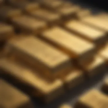 Ethically Sourced Gold Ethically sourced gold bars stacked in a display