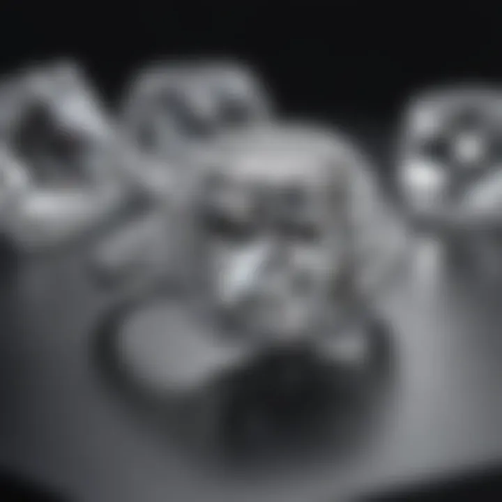 An array of cushion cut diamonds in various settings