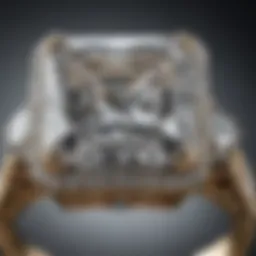 Elegant three-carat square diamond ring showcasing exceptional clarity and sparkle