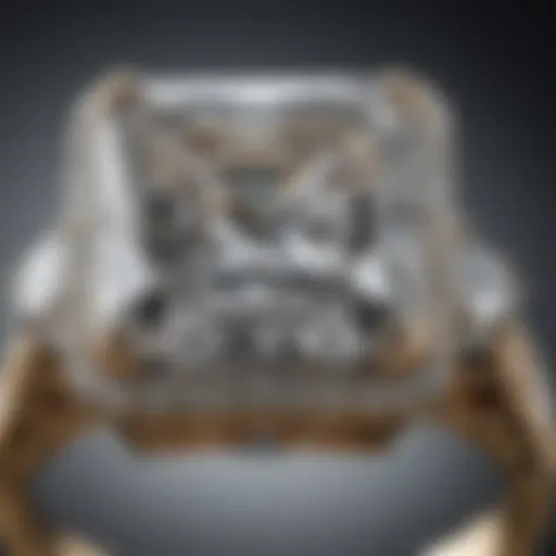 Elegant three-carat square diamond ring showcasing exceptional clarity and sparkle
