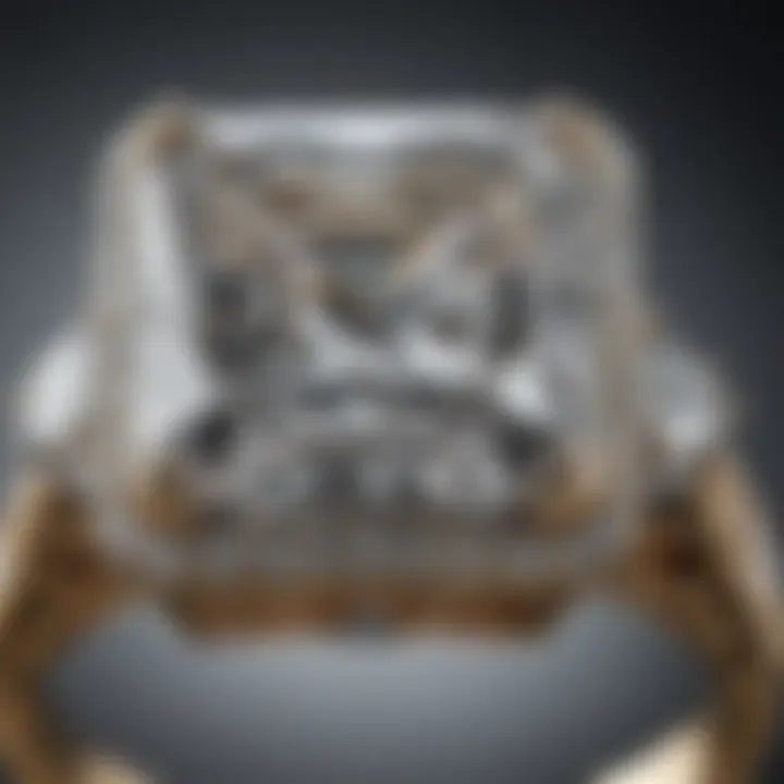 Elegant three-carat square diamond ring showcasing exceptional clarity and sparkle