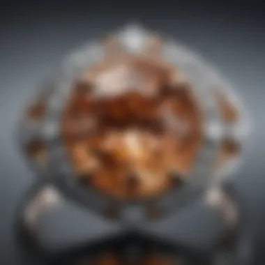 Close-up of the intricate craftsmanship of a two carat diamond ring.