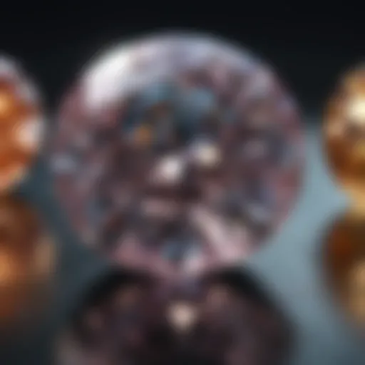 Close-up view of diamond hues showcasing various colors