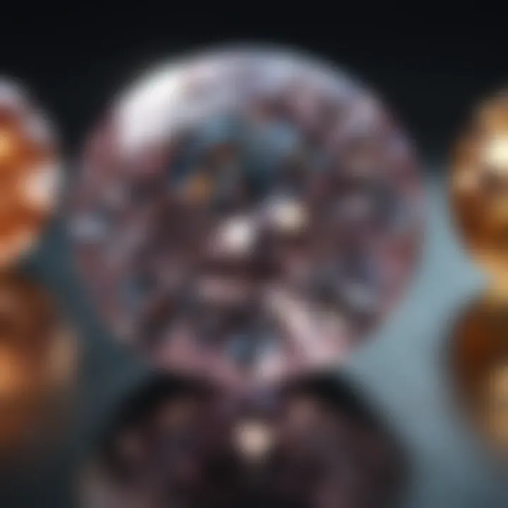 Close-up view of diamond hues showcasing various colors