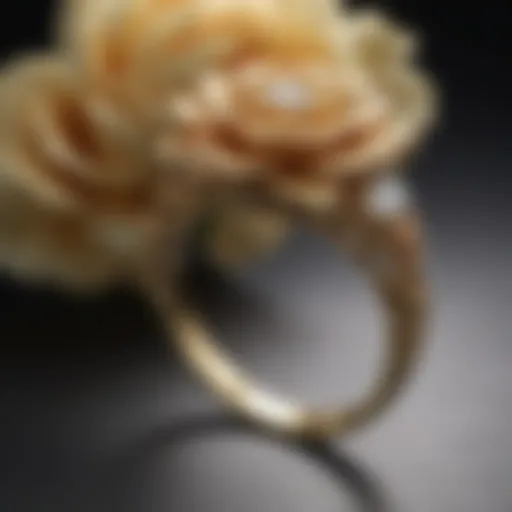 Exquisite antique gold diamond ring with intricate floral pattern