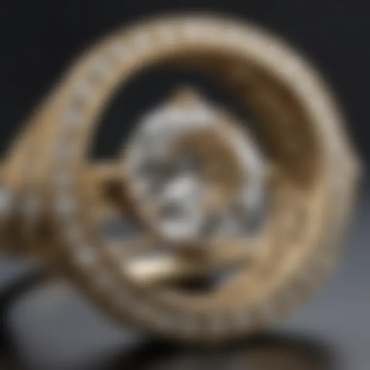 Antique gold ring set with dazzling diamonds in a unique geometric setting