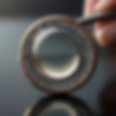 Examination Under Magnification Diamond ring under magnifying glass
