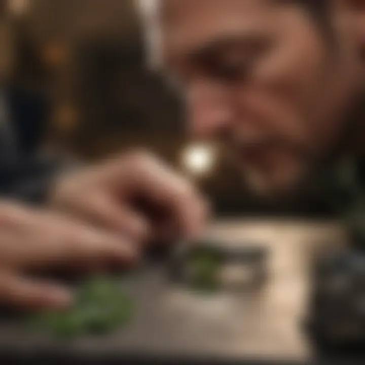 Artisan crafting a moldavite wedding ring with precision