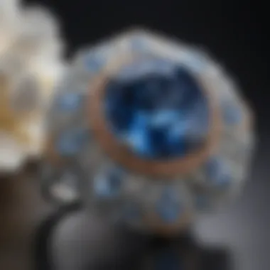 Benitoite gemstones displayed in a luxurious jewelry setting, highlighting their elegance