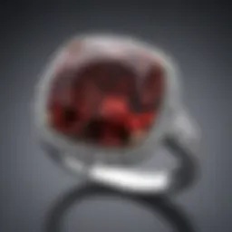 A close-up of a stunning cushion cut ring, ideal for enhancing the appearance of broader fingers.