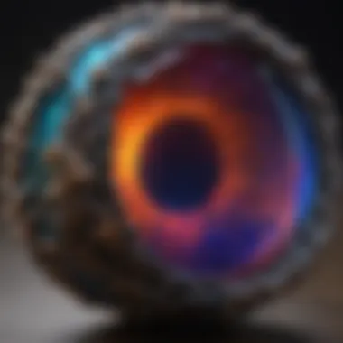 Vibrant Play of Color in Black Opal Close-up of a stunning black opal showcasing its vibrant play of color.