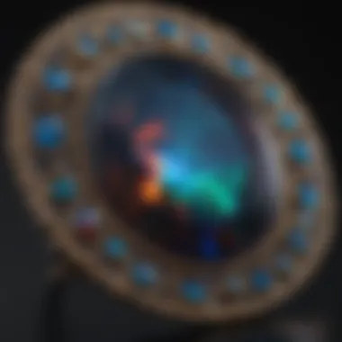 Artistic Representation of Black Opal's Allure Artistic representation of black opal's historical significance and allure.