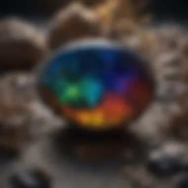 Natural Beauty of Raw Black Opal A natural setting highlighting the beauty of black opal in its raw form.