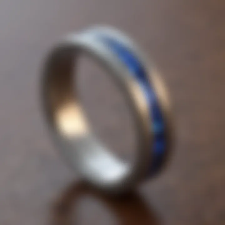 Exquisite Beauty Blue Nile Brushed Inlay Wedding Ring