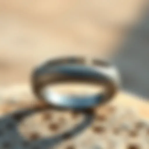 Detailed view of the Blue Nile matte classic wedding ring showcasing its unique texture.