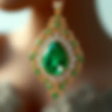An elegant jewelry piece featuring a Brazilian emerald set in gold