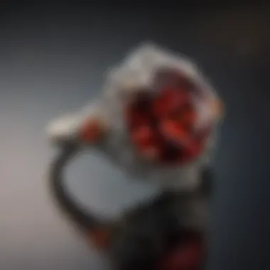 Sophisticated Garnet Ring Garnet Ring on Elegant Finger
