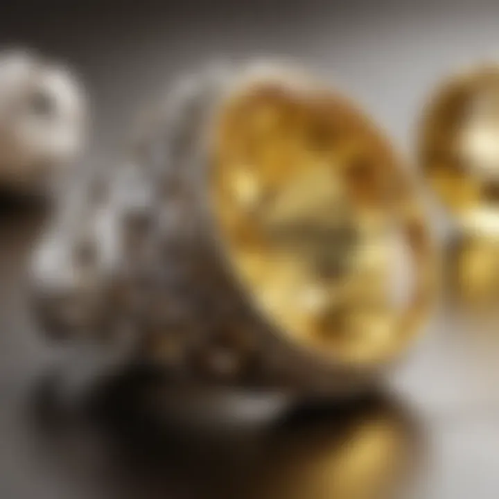 Comparison of white gold and yellow gold to illustrate discoloration