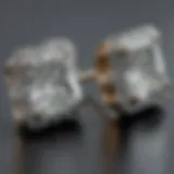 Exquisite Princess Cut Diamond Earrings Shining in the Light