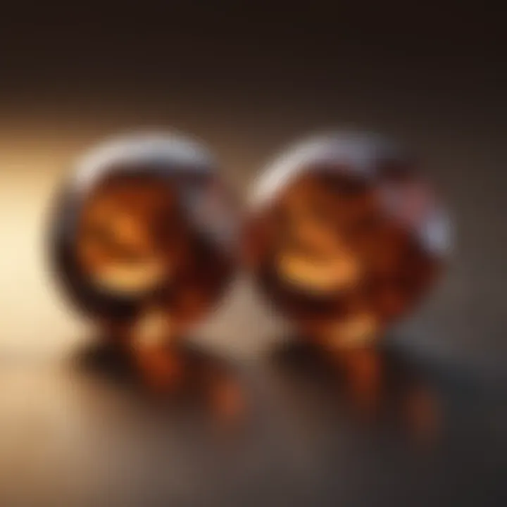 Visual comparison of two brown gemstones under different lighting conditions to highlight their brilliance