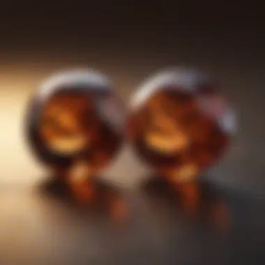 Brown Gemstones Under Light Visual comparison of two brown gemstones under different lighting conditions to highlight their brilliance