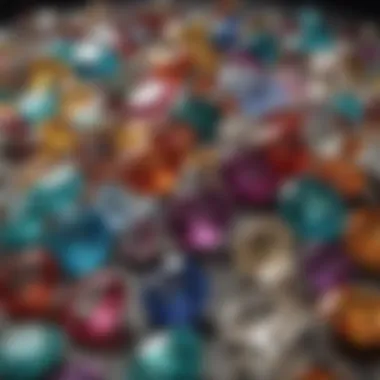 Close-up view of assorted gemstones showcasing their colors and textures