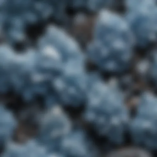A close-up of celestite crystals showcasing their delicate blue hues and unique formations