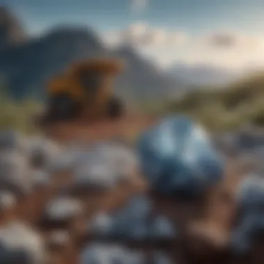Ethical Mining of Celestite in Natural Surroundings A serene landscape depicting ethical mining practices for celestite extraction