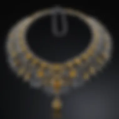 Elegant necklace adorned with citron gemstones displayed on a stylish background