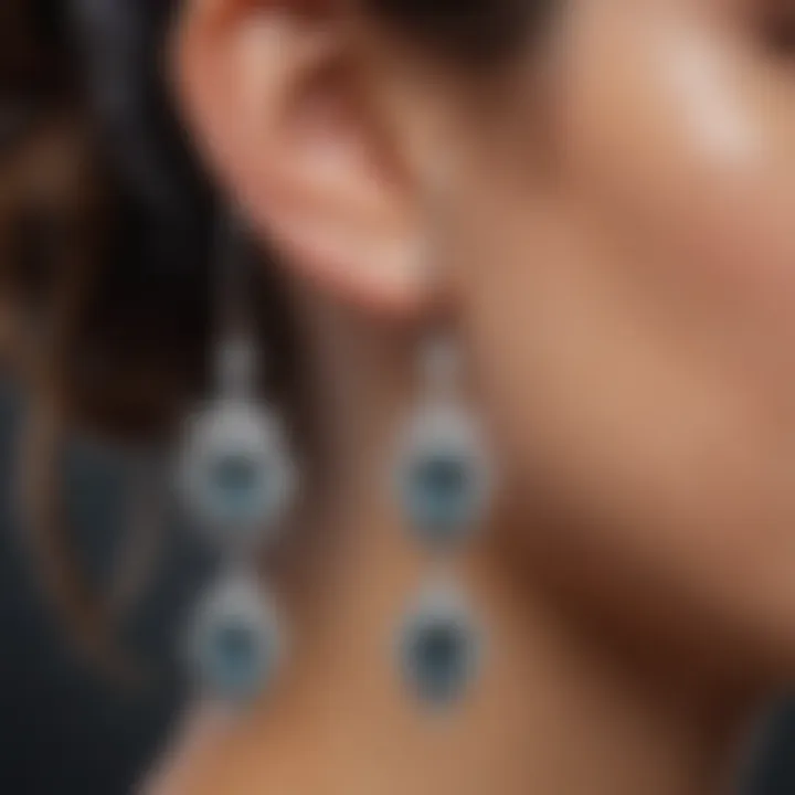 Silver earrings in sparkling solution