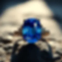 Glowing sapphire ring under natural light
