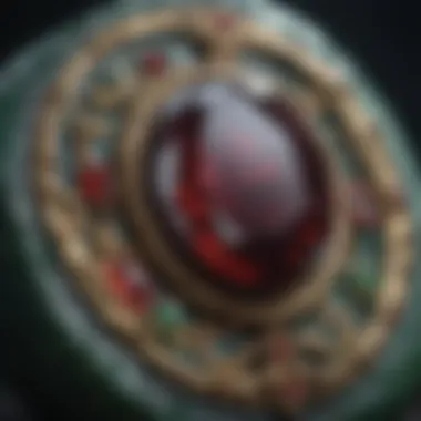 Captivating Details Close-up of dark green stone with hints of crimson