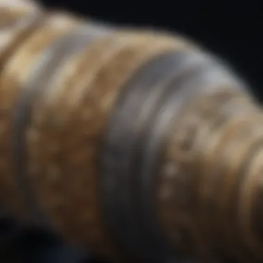 Close-up of jeweler's mandrel showing intricate markings