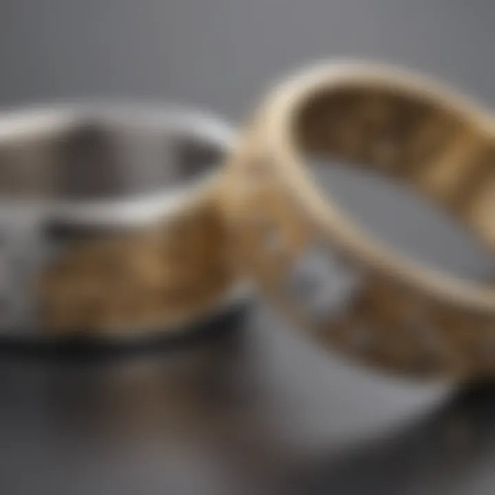 An artistic arrangement of silver and gold bands side by side
