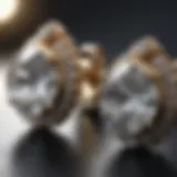 Close-up of sparkling diamond earrings
