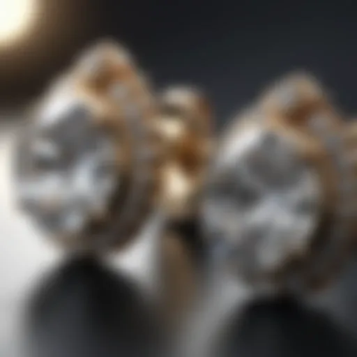 Close-up of sparkling diamond earrings