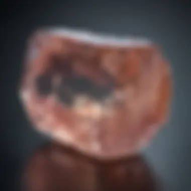 Close-up of a raw morganite stone highlighting its natural beauty