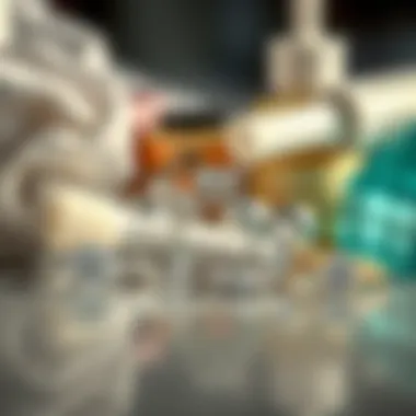 A collection of cleaning supplies for diamond rings on a polished surface