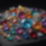 A collection of vibrant gemstones arranged elegantly on a soft velvet cloth