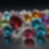 A detailed display of various gemstones showcasing their unique colors and clarity.
