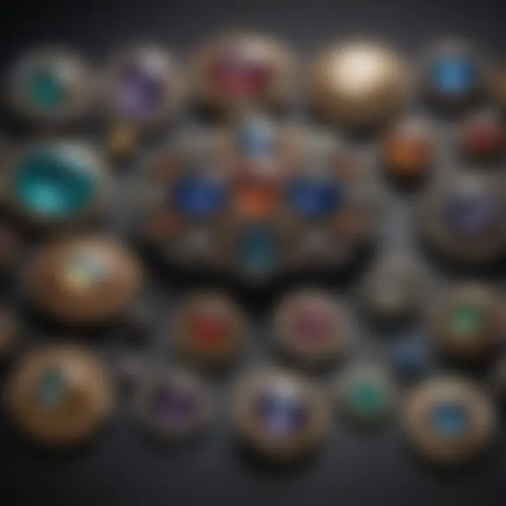 An array of vintage brooches highlighting various styles and materials used through different eras.