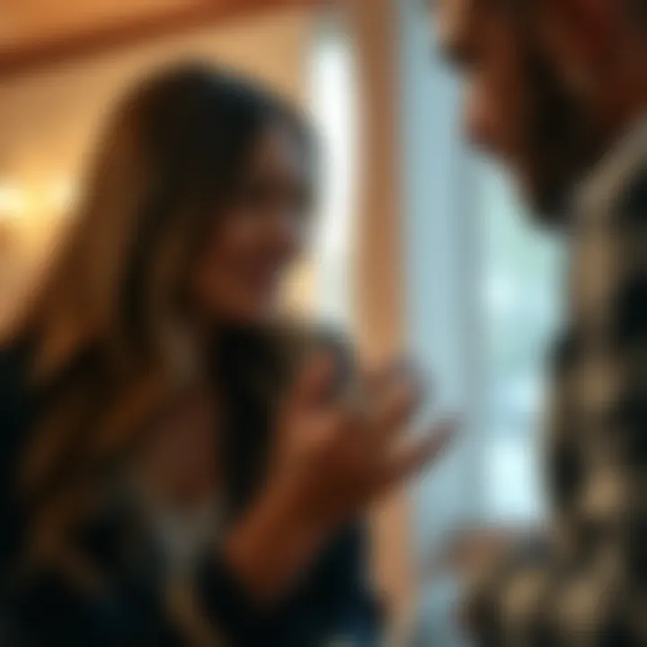 Couple discussing their choice of a lab-grown diamond ring