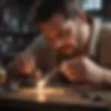 Artisan Crafting with Precision Craftsman using jeweler's mandrel for shaping metal