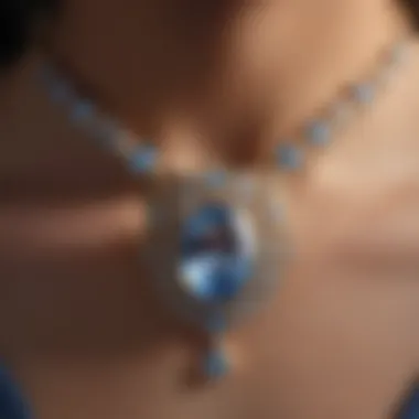Artistry Unveiled Detailed craftsmanship of the Blue Nile Topaz Necklace under magnification