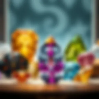 An elegant display of gemstones arranged by their properties and origins.