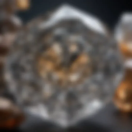 Detailed close-up of a crystal-like diamond showcasing its unique facets and clarity