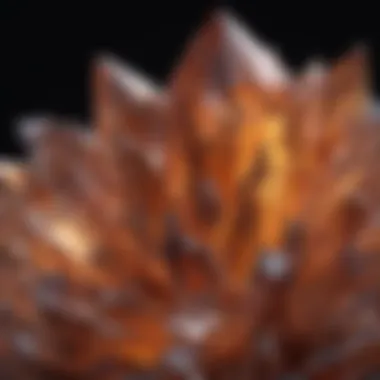 A close-up of a specific crystal highlighting its unique texture and facets